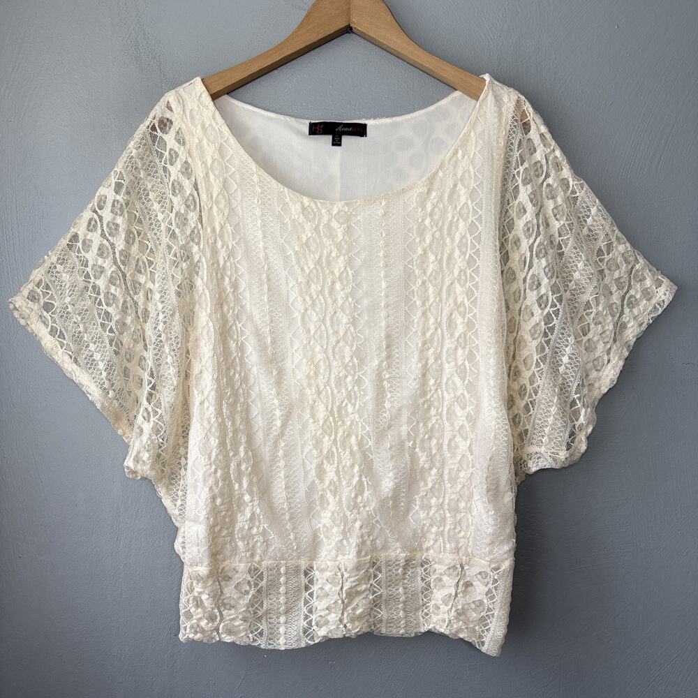 Heart Soul Lace Top Size XL Cream Boho Romantic Cottagecore Feminine Fairycore